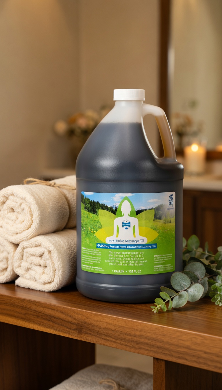 Spa back-bar with Meditative gallon pump bottles